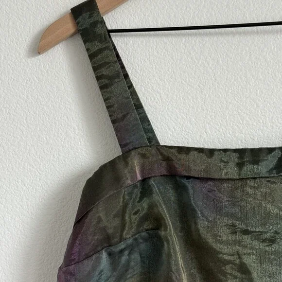 VTG 90s Grunge Iridescent Sheer Overlay Cami Top Goblincore Fairycore Whimsigoth - Picture 5 of 9